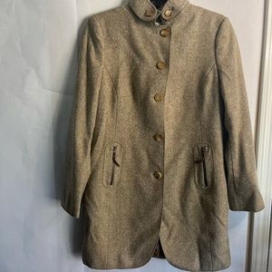 Akris Punto Wool Blend Jacket Tan and Brown Size US 10 Made in Switzerland